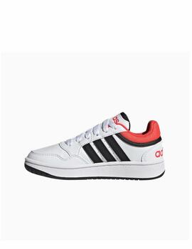 Zapatilla Adidas Hoops 3.0 K Blanco/Negro/Rojo