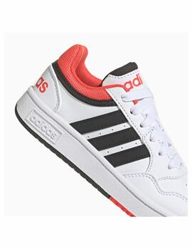 Zapatilla Adidas Hoops 3.0 K Blanco/Negro/Rojo