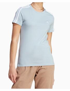 Camiseta Adidas W 3S Celeste/Blanco