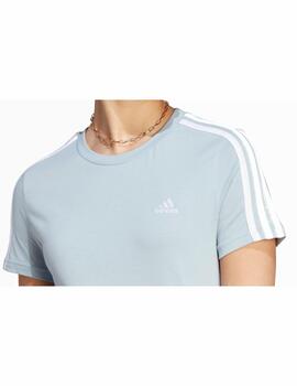 Camiseta Adidas W 3S Celeste/Blanco