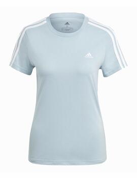 Camiseta Adidas W 3S Celeste/Blanco