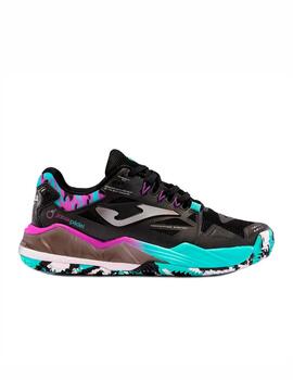 Zapatilla Joma Spin Lady 2401 Negra/Turquesa