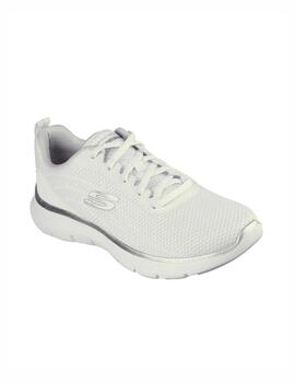 Zapatilla Skecher W Flex Appeal 5.0 Blanco/Plata