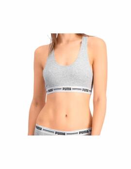 Top Puma Woven Racer Back T Mujer Gris