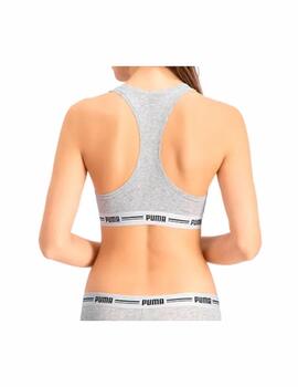 Top Puma Woven Racer Back T Mujer Gris