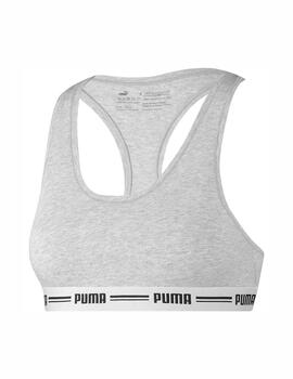 Top Puma Woven Racer Back T Mujer Gris