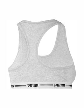 Top Puma Woven Racer Back T Mujer Gris