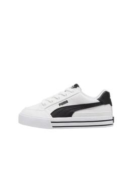 Zapatilla Puma Court Classic Lona PS Blanco/Negro para niño