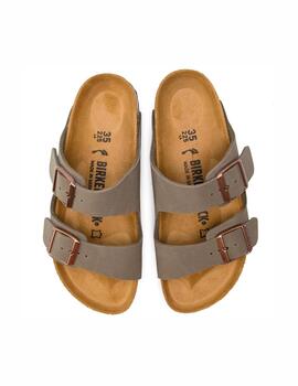 Sandalia Birkenstock W Arizona Nobuck Acero Horma Estrecha