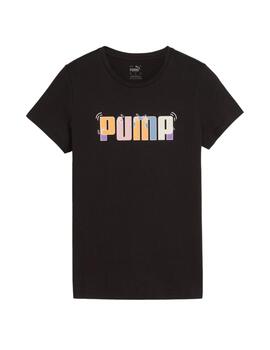 Camiseta Puma W ESS+ Graphic Negra/Multicolor
