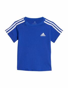 Conjunto Adidas Inf 3S Sport Azul/Negro