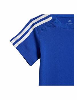 Conjunto Adidas Inf 3S Sport Azul/Negro