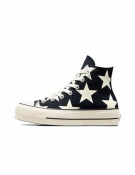 Zapatilla Converse Platform Alta Lona Stars Negro