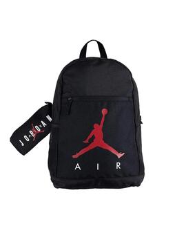 Mochila Jordan + Estuche School Negro/Rojo