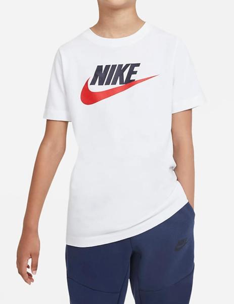 Escalera raíz prisa Camiseta Nike Sportswear blanca y roja para niños