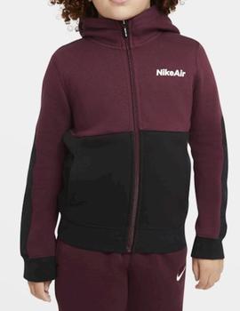 Sudadera Nike Air FZ Niño Negro y Granate