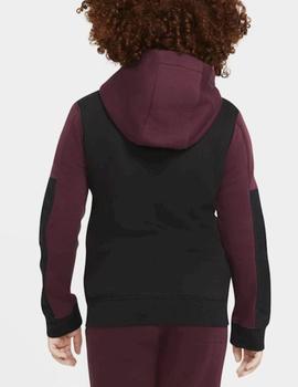 Sudadera Nike Air FZ Niño Negro y Granate