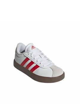 Zapatilla Adidas VL Court 3.0 K Blanca/Rojo/Gum