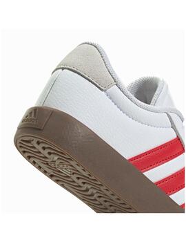 Zapatilla Adidas VL Court 3.0 K Blanca/Rojo/Gum