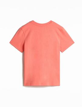 Camiseta Vans WM Flying V Crew Coral/Blanco