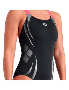 Bañador Arena Swim W Poseidonia Negro/Rosa
