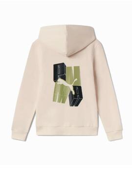 Chaqueta Puma JR ESS Graphic Hoodie FZ Beige