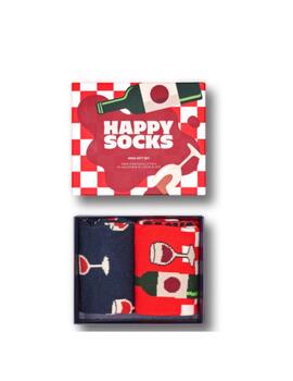 Calcetín Happy Socks Pack 2 Wine Gift Rojo/Marino