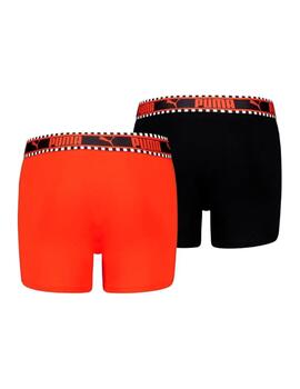 Boxer Puma Boys Dual Logo 2PK Naranja/Negro