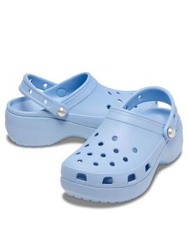 Zueco Crocs W CL Platform Pearl 4NS Celeste