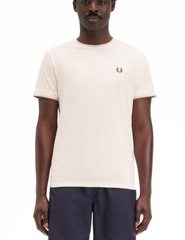 Camiseta Fred Perry M Crudo/Azul/Canela para hombre