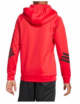Sudadera Adidas J SPR HZ Hoodie Rojo/Negro