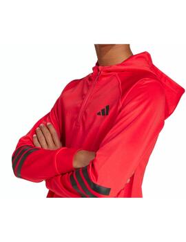 Sudadera Adidas J SPR HZ Hoodie Rojo/Negro