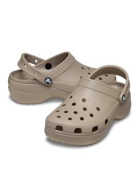 Zueco Crocs W Classic Platform 214 Taupe Marrón