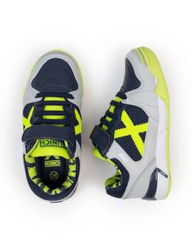 Zapatilla Munich One Kid VCO 76 Gris/Marino/Fluor