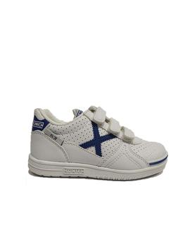 Zapatilla Munich G3 Kid Velcro Blanco y Azul