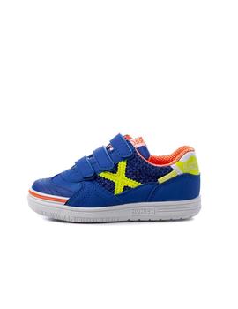 Zapatilla Munich G3 Kid Velcro Azul y Fluor