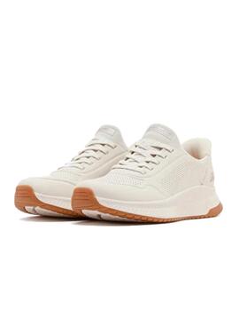 Zapatilla Skechers W Bobs Squad 4 Slip-Ins WHT
