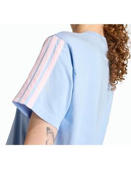 Camiseta Adidas W 3S SJ Azul/Rosa