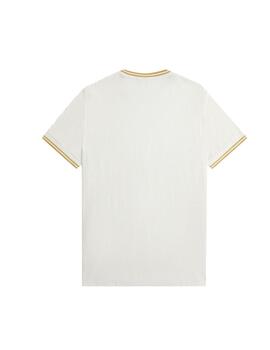 Camiseta Fred Perry blanco y oro para hombre