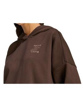Sudadera Adidas W 3SS FL Hoodie Marrón
