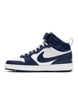 Zapatilla Nike GS Court Borough Mid2 Blanco/Marino