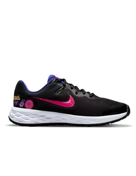 ganso Leia cliente Zapatilla Nike Revolution 6 SE GS Negro y Fucsia para ni