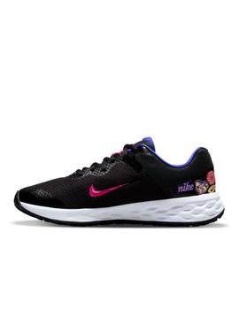 Zapatilla Nike Revolution 6 SE GS Negro y Fucsia para niña