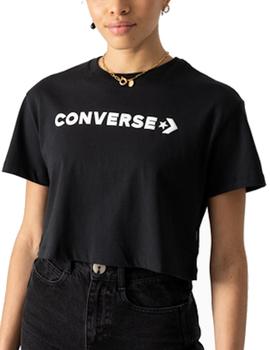 Camiseta Converse Puff Cropped Mujer Negro