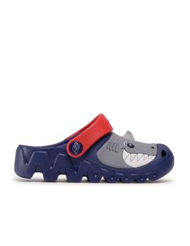 Zueco Skechers Tiburón Azul/Gris/Rojo