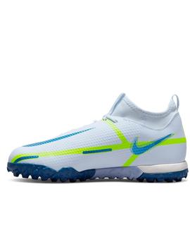 Bota Nike JR Phantom GT2 Acd DF Turf Gris y Azul