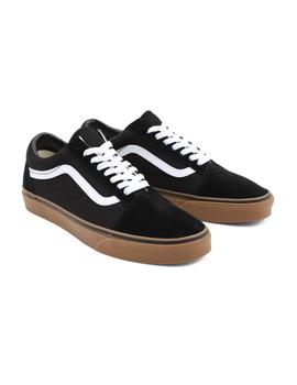 Zapatilla Vans Old Skool Negro y blanco con suela marrón