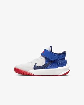 Zapatilla Nike Team Hustle D10 FlyEase PS Blanco&Azul