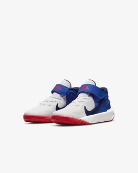 Zapatilla Nike Team Hustle D10 FlyEase PS Blanco&Azul