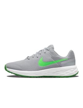 Zapatilla Nike Revolution 6 NN GS Gris y Verde